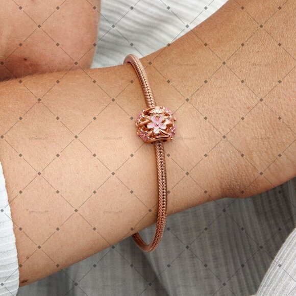 Pandora Openwork Pink Daisy Flower Charm - Picture 2 of 2